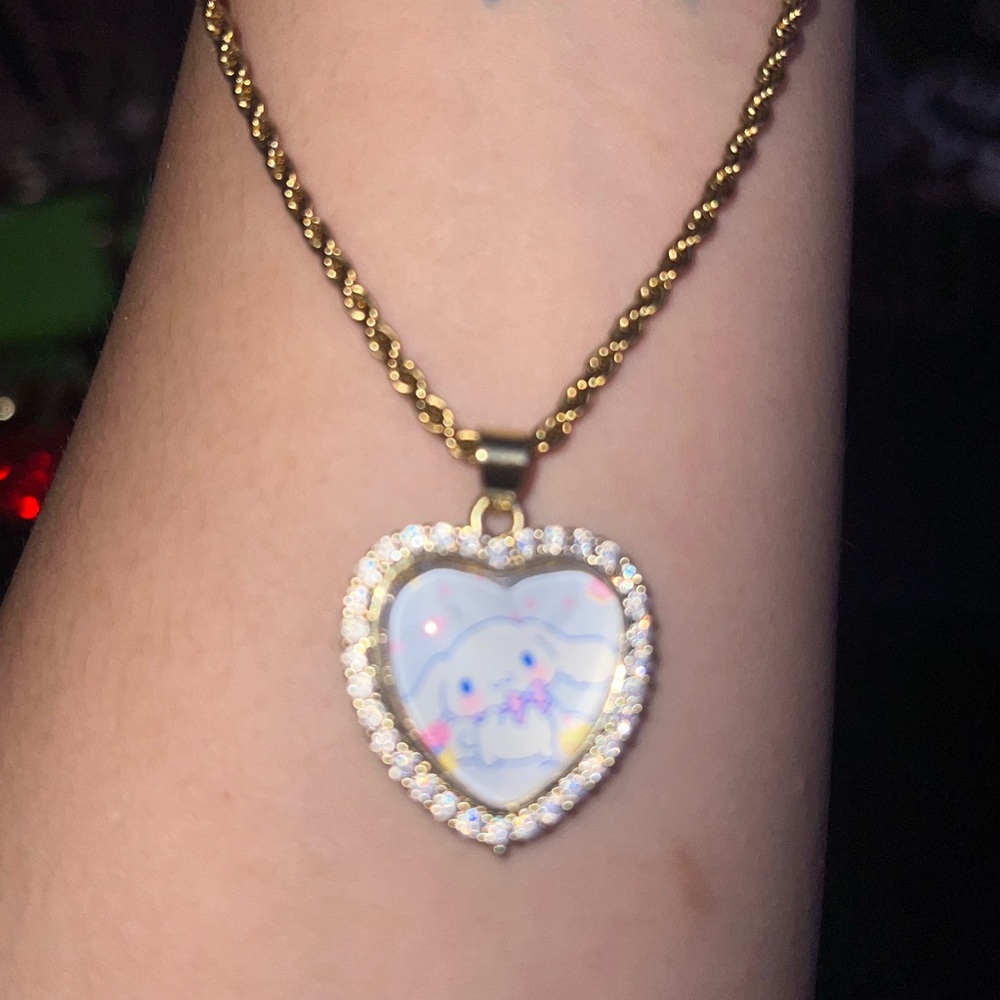 Cinnamon Roll Pendant VVSCZ Gold Plated Heart Shaped